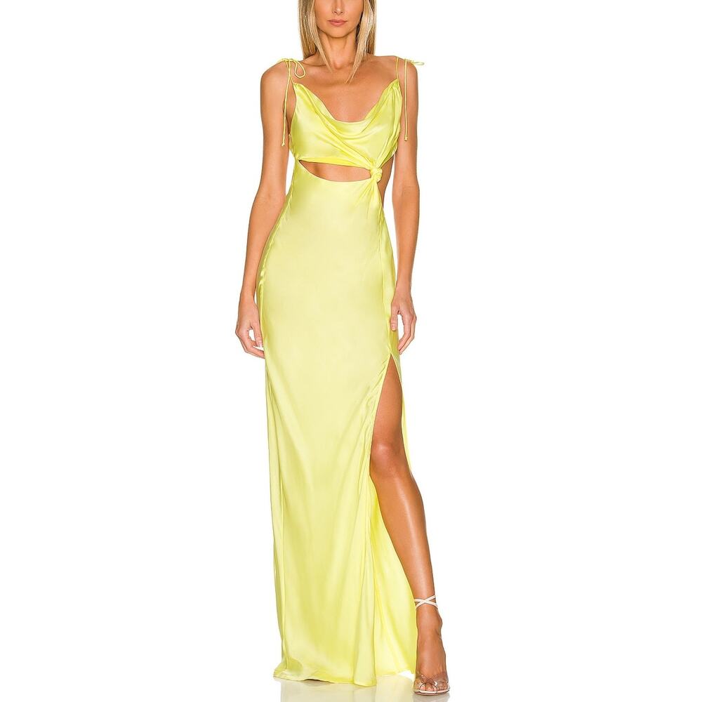 For Love & Lemons Kyra Cutout Maxi Dress Yellow Size S